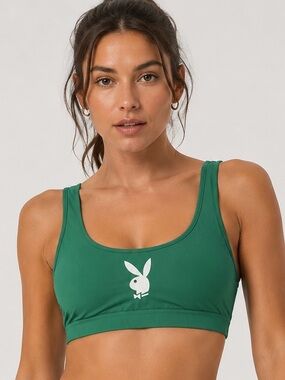 PLAYBOY Green Logo Sports Bralette
